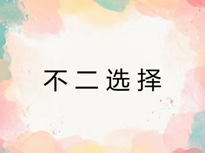 不二选择