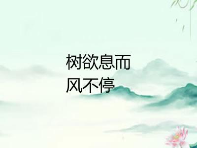 树欲息而风不停