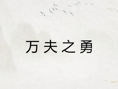万夫之勇