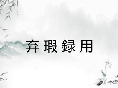 弃瑕録用