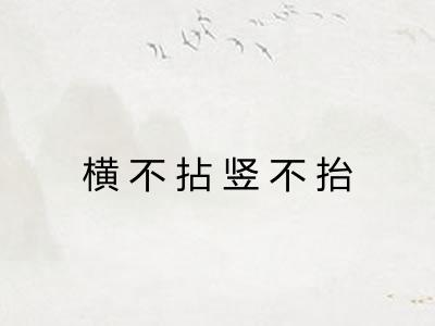 横不拈竖不抬