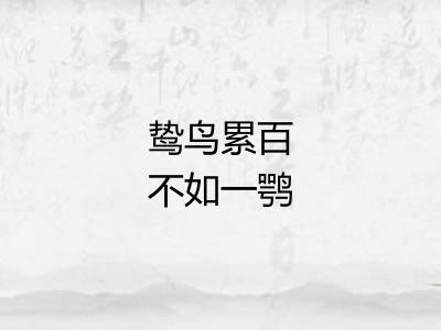 鸷鸟累百不如一鹗