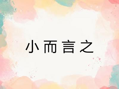 小而言之