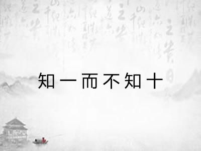 知一而不知十