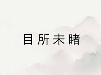 目所未睹