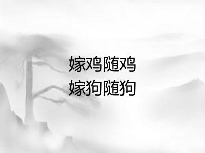 嫁鸡随鸡嫁狗随狗