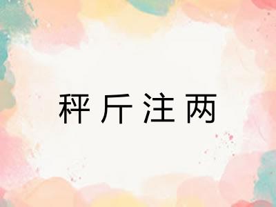 秤斤注两