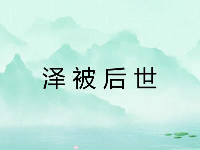 泽被后世