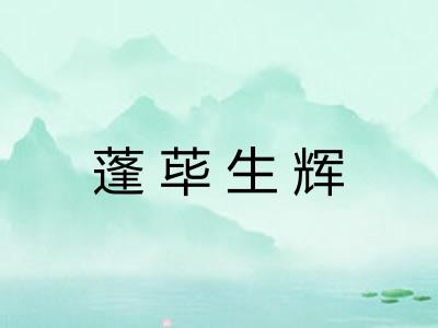 蓬荜生辉